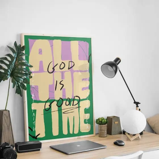 Quadro Decorativo com Moldura Moderno Cristao Para Sala, Escritorio e Quarto - Bondades de Deus No1