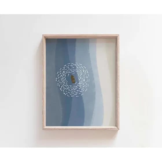 Quadro Decorativo Moderno com Moldura Minimalista Para Sala, Escritório e Quarto - Pesca Milagrosa