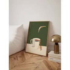 Quadro Decorativo Cozinha com Moldura Minimalista Moderno - Mergulhador de Café