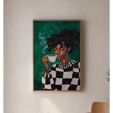 Quadro Decorativo com Moldura para Sala Quarto Escritório Minimalista Moderno - Retrato Feminino