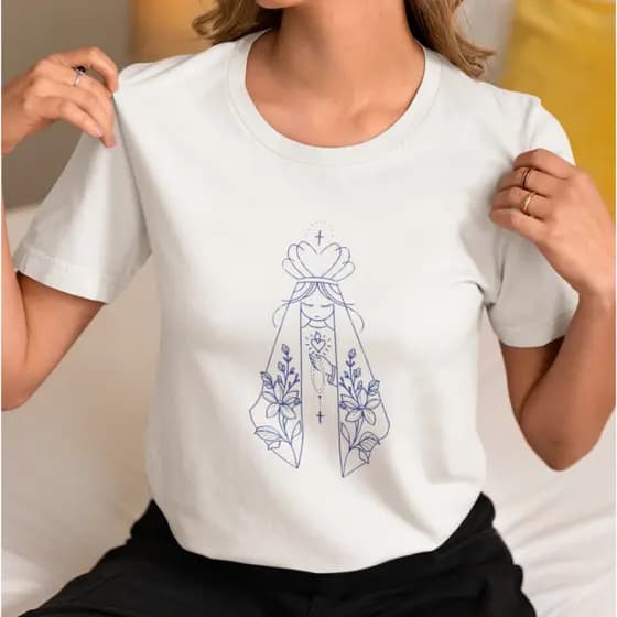 T-shirt Religiosa | T-shirt Nossa Sra. Aparecida | T-shirt Rogai por Nós | T-shit 100% Algodão