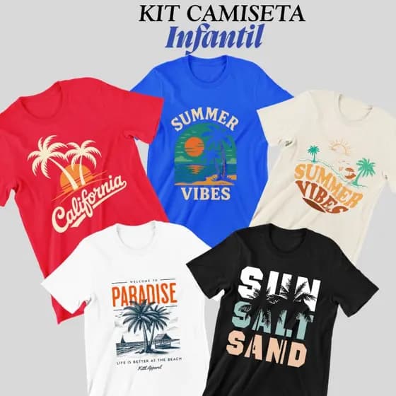 kit camiseta juvenil kit camisetas infantis KIT 5 CMAISETAS JUVENIL E INFANTIL camiseta 100% algodão