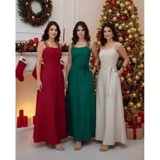 Vestido longo com bojo, bolso, lastex nas costas com cinto.