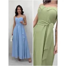 vestido longo duna linho com bojo, bolso e cinto| moda feminina elegante para festa e casamento