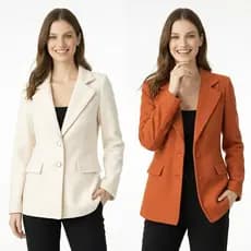 Casaco Blazer Feminino Lã Batida Inverno Social Elegante - botões funcionais