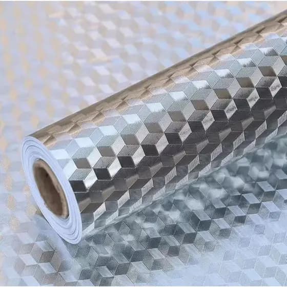 5 Metros Papel De Alumínio Rolo Adesivo 3D Prova Da Agua Para Cozinha Adesivo Impermeável Protetor Fogão