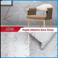 Papel de Parede Zara Cinza Geométrico 5 Metros x 45cm para Envelopamento, Sala de Star, Quarto