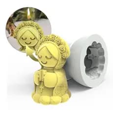 Forma de Silicone Artesanal Nossa Senhora com Terço Religioso fazer Vela Artesanal Artesanato