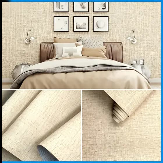Papel de Parede PREMIUM Bege 5 metros Papel Adesivo para Móveis  5m x 45 cm Texturizado
