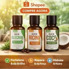 Kit Terapia Capilar Misturinha Belveg Óleo Coco, Óleo Rícino, Óleo Alecrin