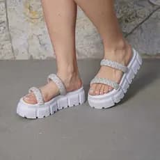 Sandália Plataforma Tamanco Feminino Flat Confortável
