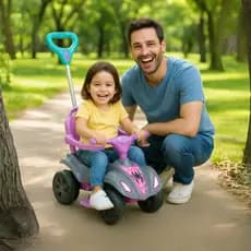 Quadriciclo Infantil Aranha Rosa Dog Azul Passeio Crianças Estável Resistente