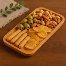 Petisqueira Bambu Tábua Retangular Madeira Mesa Servir Queijos Frios Gourmet Decorativa