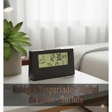 Relógio Despertador Digital de Mesa com Display LED Modelo Compacto e Moderno