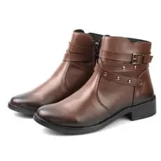 Bota Feminina Cano Curto e Ziper Lateral Moda do Inverno