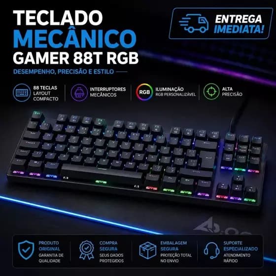 Teclado gamer da husky 100% mecânico, com RGB e com 16.8M de cores
