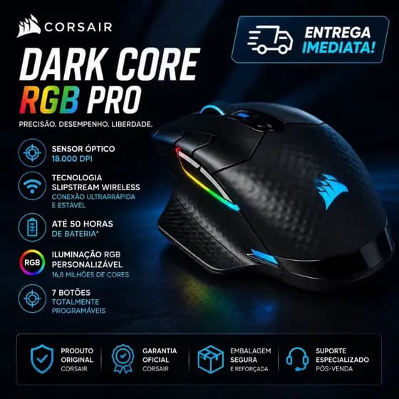 Mouse Gamer Corsair Dark Core RGB Pro RGB Wireless