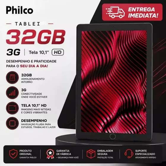 Tablet PTB10RSG 32GB 2GB RAM Quad-Core Tela 10” 3G Cinza
