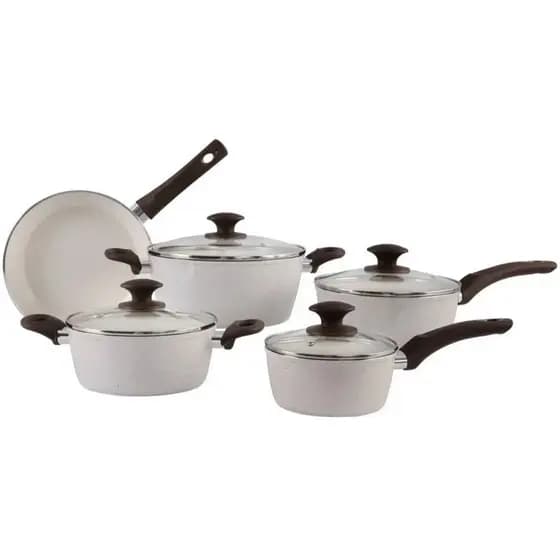 Jogo de Panelas Brinox Ceramic Life Vanilla 5 Peças – Alumínio com Revestimento Cerâmico Antiaderente