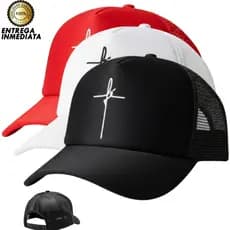 Kit 2 Boné Trucker Fé Liso com Tela Aba Curva Esportivo Unissex