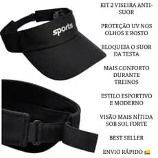 Kit 2 Viseiras Lisa Dry Fit Corrida Praia Caminhada Proteção UV Ajustável Boné Esporte Masculina e Feminino