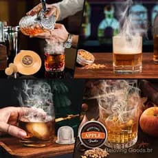 Conjunto de Fumar Cocktail com Partículas de Madeira para Misturar Whisky