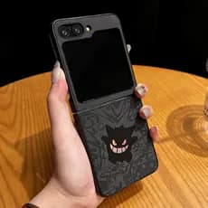 3D Laser Geng Fantasmas Luxo Couro Capa Para Samsung Z Flip 7 6 5 Tela dobrável Anti-impacto Capô