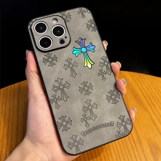 Luxo Couro 3D laser Rótulos de marca de moda Capa Para iPhone 17 16 15 14 13 12 11 Pro Max Plus Anti-impacto Capô