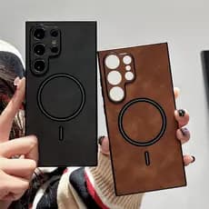 Magnética Carregamento sem fio Luxo Couro Cap Para Samsung Galaxy S26 S25 S24 S23 S22 Ultra Plus FE