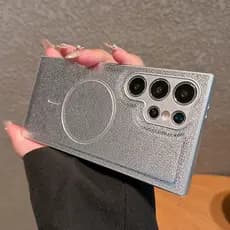 Capa De silicone Magnética MagSafe De Couro De Luxo Para Samsung Galaxy S25 S24 S23 ultra plus