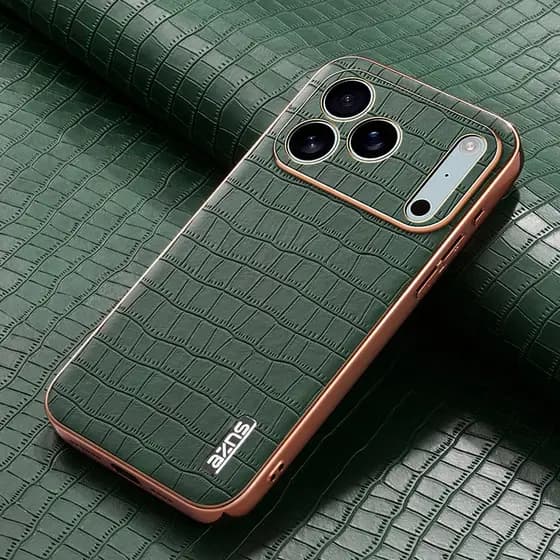 Capa Protetora Luxuosa De Couro Galvanizado Com Padrão De Crocodilo Para iPhone 17 16 15 14 13 12 11 Pro Max Plus
