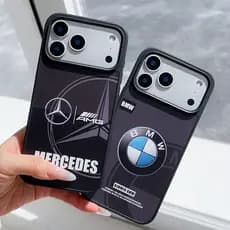 Padrão de logotipo de carro 3D de luxo capa de silicone de couro para iPhone 17 16 15 14 13 Pro Max