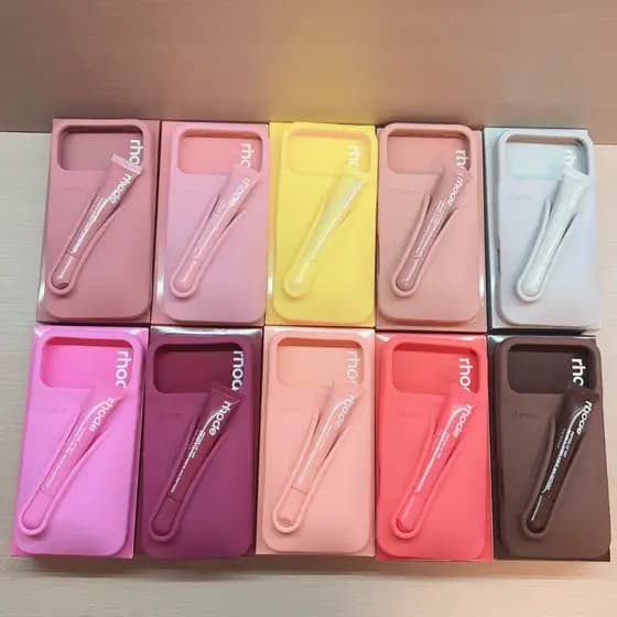 [Mesmo Estilo De Haili] Vem Com Brilho Labial Hailey Rhode Batom Silicone Capa Para iPhone 17 16 15 14 13 12 11 Pro Max