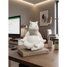Estátua Hipopótamo Zen Meditando Yoga | Escultura Decorativa Moderna | Decoração Sala, Escritório e Pres