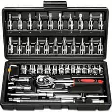 Kit Ferramentas 46 Peças com Catraca e Soquetes Profissional Completo com Maleta