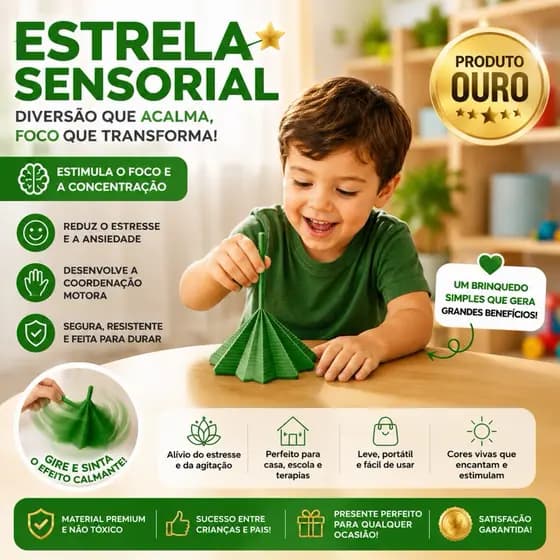 Recurso Terapêutico Estrela Sensorial Som Regulador | Autismo TEA TDAH Ansiedade | Foco Concentração