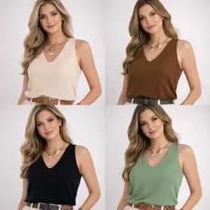 Kit 4 Blusas feminina estilosa duna elegante