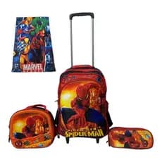 Kit Escolar Homem-Aranha 3D: Mochila Alto Relevo + Lancheira + Estojo + Toalha