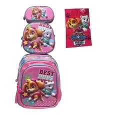 Kit Mochila de Rodinhas Patrulha Canina Best Pups Everest 3D Alto Relevo Infantil + Lancheira Térmica + Estojo + Toalha