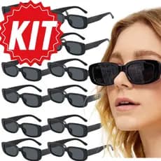 Kit Óculos de Sol Retrô Vintage Feminino Masculino Festa Casamento Preto