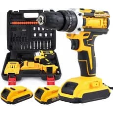 Parafusadeira Furadeira 21v 2 Baterias Maleta Ferramentas Bivolt Profissional Amarelo Completa