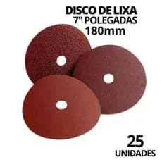 Kit 25 Unidades Disco De Lixa 180mm 7'' Polegadas Kit Lixas Para Madeira Ferro Metal