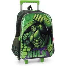 Mochila Escolar Infantil Hulk Avengers Preto e Verde Luxcel