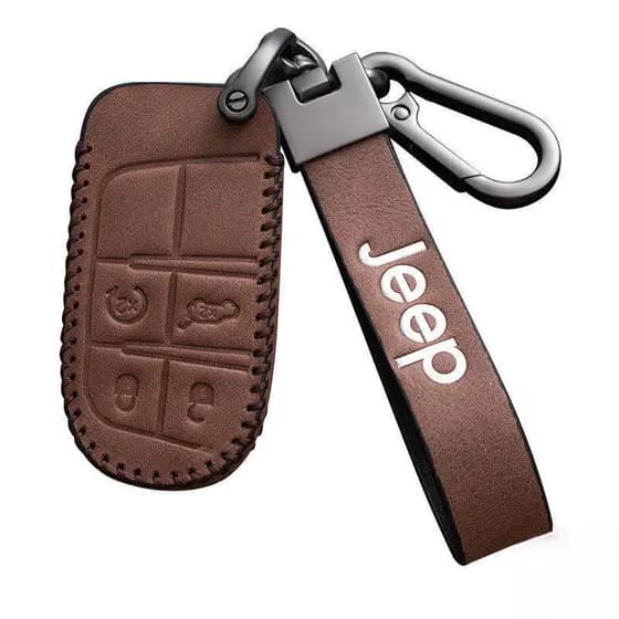 Capa de Chave de Carro em Couro Genuíno para Proteção Jeep Cherokee Renegade Compass Patriot Grand Commander