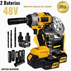 Kit Chave De Impacto Profissional Com Maleta 2 Bateria 48v Parafusadeira Furadeira Sem fio Completa