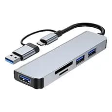 Adaptador Usb 2.0 4 Em 1 - Hub Dock 5 Em 2 Usb-c E Usb-a