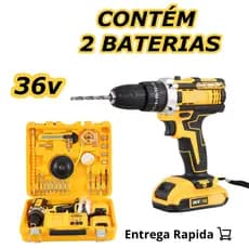 Furadeira Parafusadeira Elétrica Com 2 Baterias 36v 110/220v