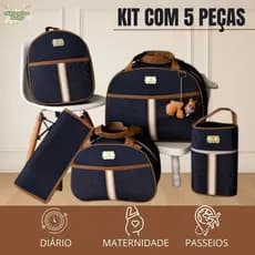 Kit Bolsa Mala Saída Maternidade Para Bebê Mochila e Porta Mamadeira