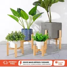 Suporte Cross Cachepot Kit com 3 tamanhos De Madeira 1P 1M 1G Vaso Decorativo Verde