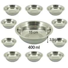 Kit c/ 10 tigela bowl inox 15cm 400ml